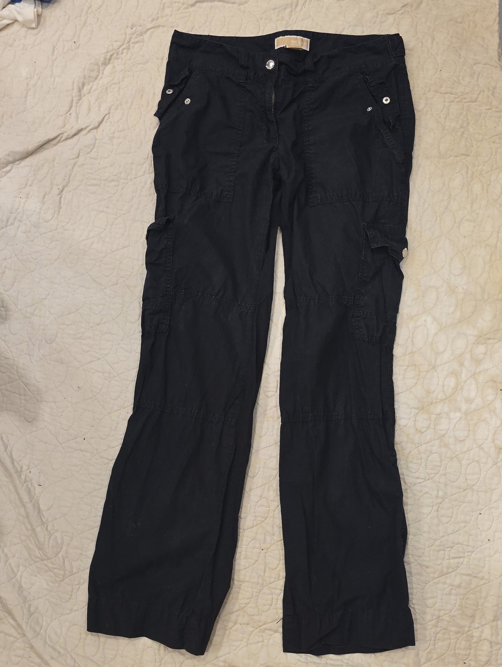 Michael Kors Black Wide-Leg Cargo Pants